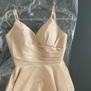 May Queen A Line Spaghetti Strap Champagne Gold Short Cocktail Dress Size 4